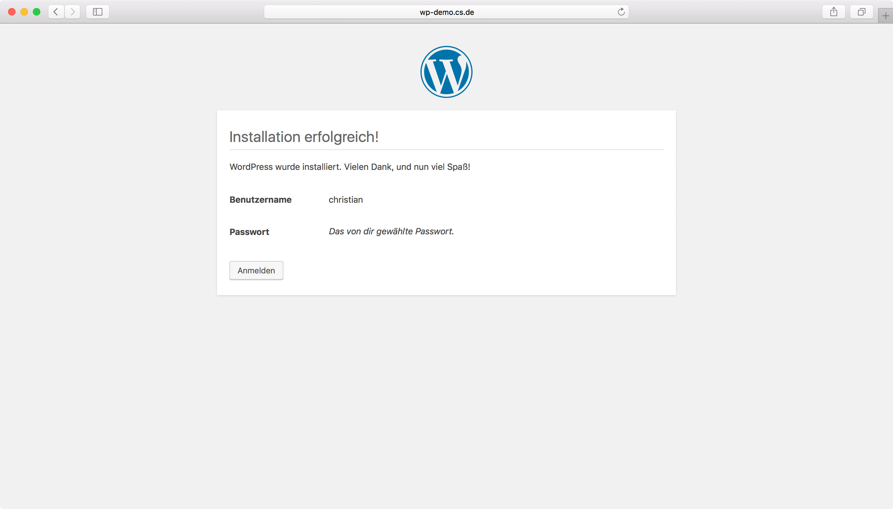 WordPress Installation - Schritt 5